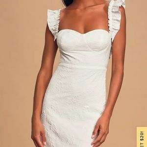 Butterfly White Jacquard Sleeveless Mini Dress